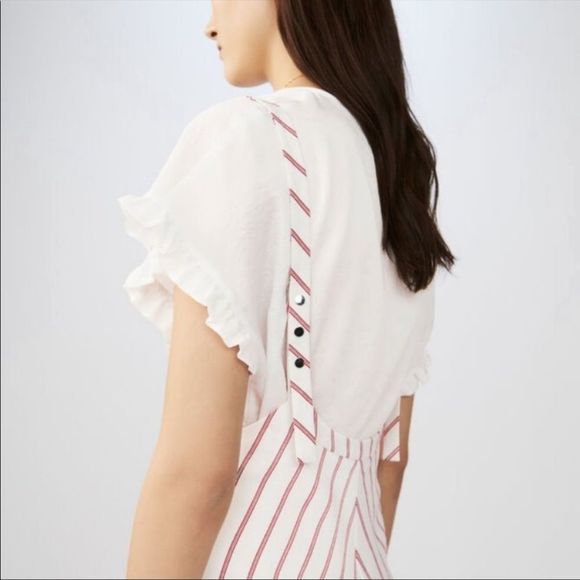 Maje Rabano Striped Suspender Midi Dress Small - Picture 3 of 13